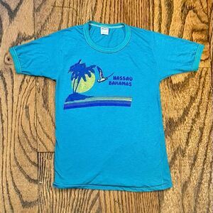 Vintage 70’s Nassau Bahamas Souvenir Destination Ringer T Shirt